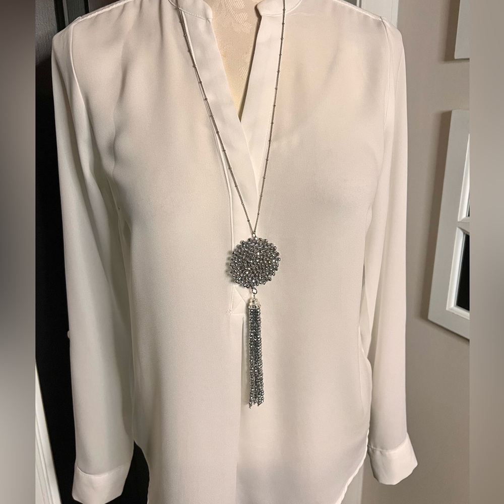 Silver Sparkle Tassel Necklace